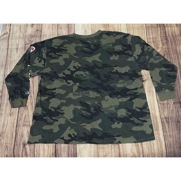 Champion Men's Classic Long Sleeve T Shirt Camo Sleeve Logo Size 3XL XXXL Rare - Picture 9 of 9